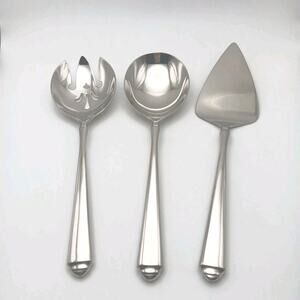 Gorham Crown Tip 3 Piece Oversized Serving Set Glossy Stainless 18/10 Flatware